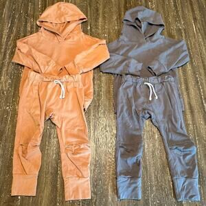 Kid's Honey Babe 4-Piece Hoodie & Jogger Set Tan Grey, Size 18-24 Months